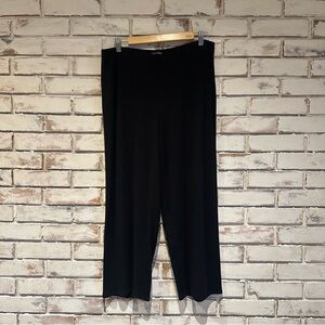Eileen Fisher black ribbed wide leg pull on pants size large